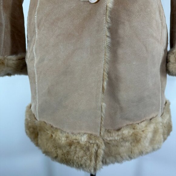 Vintage Y2K 90s Guess Faux Suede & Sherpa Penny Lane Long Coat Size XS - Picture 6 of 16